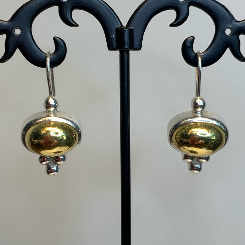 Silpada Vintage Sterling Silver & Brass Victorian Beaded Wire Drop Earrings